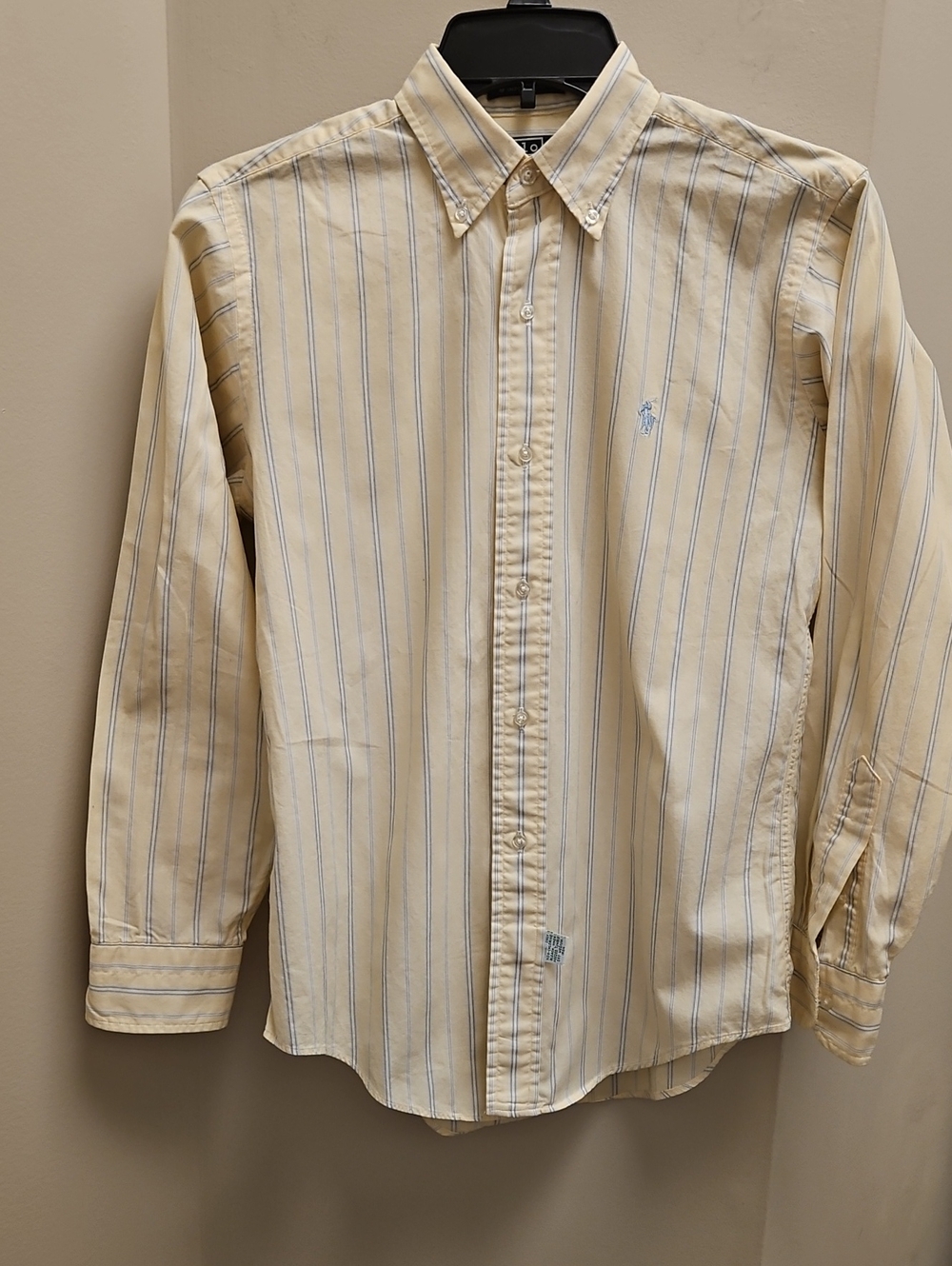 Ralph Lauren Boys Yellow Button-Down Shirt with Blue Stripes